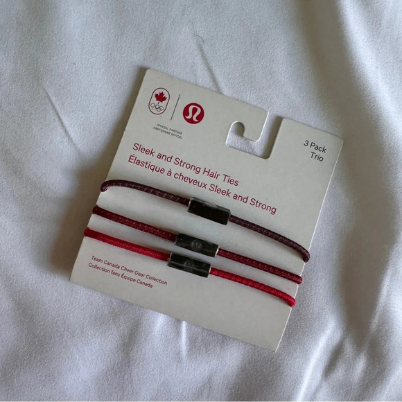 🆕🇨🇦 Lululemon Team Canada Olympic Sleek and Strong Hair Ties - Picture 1 of 3